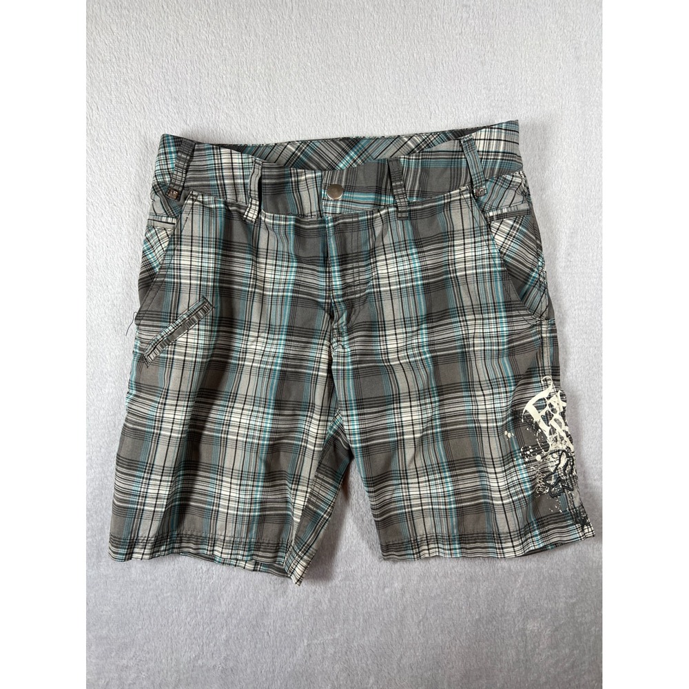 Fox Racing Plaid Motocross Shorts Women's Medium Teal Vintage Fox Riders Co